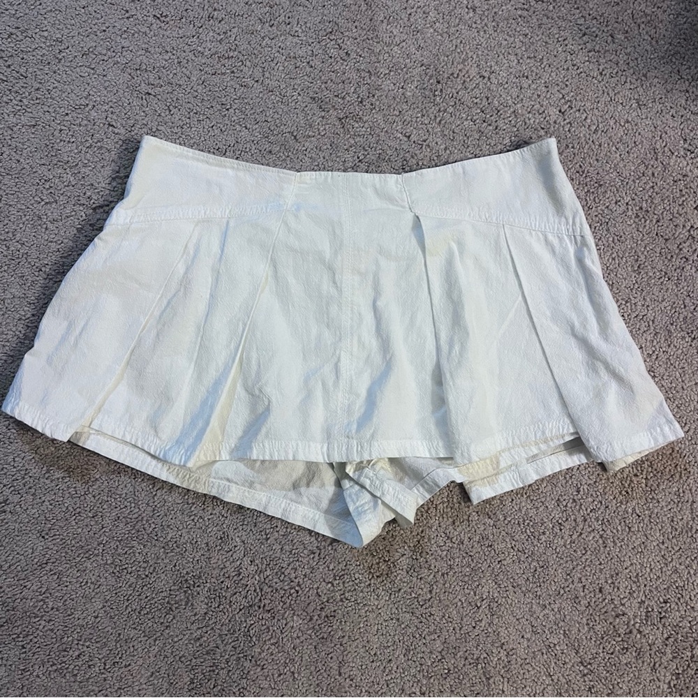 NWT Free People Heartbreaker Cotton Skort in Ivory Pleated Side Zip Closure - Picture 5 of 12